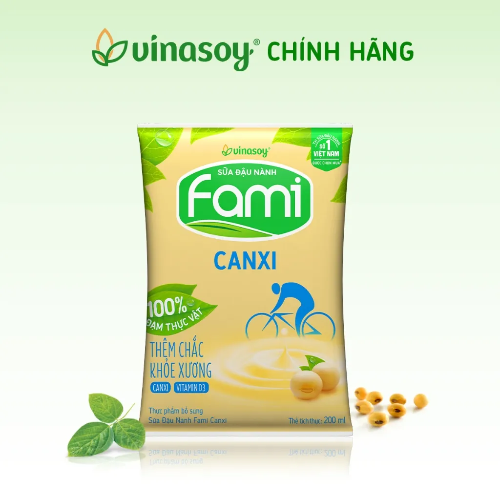 Thùng Sữa Đậu Nành Fami Canxi Có Đường (40 Bịch) - Dinh Dưỡng Vàng Cho Gia Đình