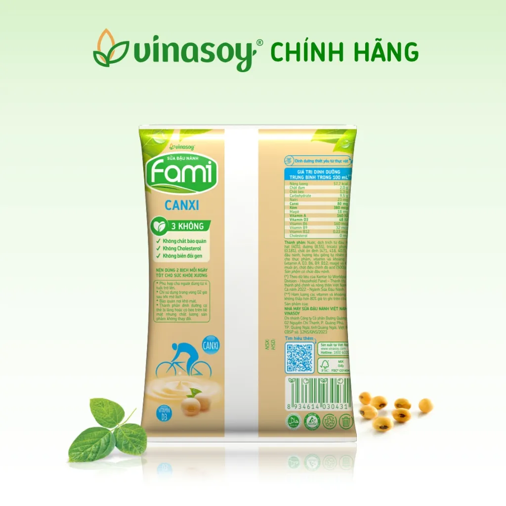 Ảnh Thùng sữa đậu nành Fami Canxi có đường (40 bịch x 200ml) 2