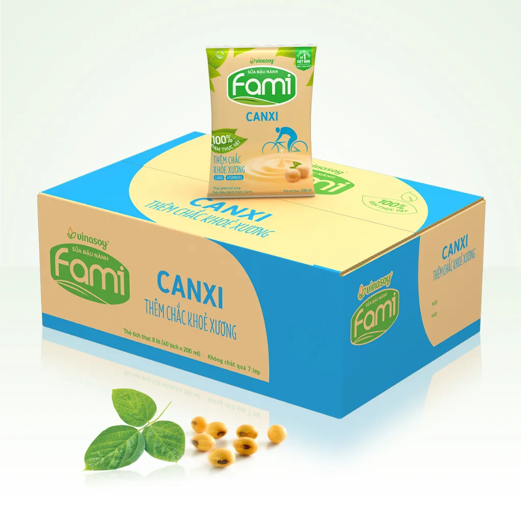 Ảnh Thùng sữa đậu nành Fami Canxi có đường (40 bịch x 200ml) 3
