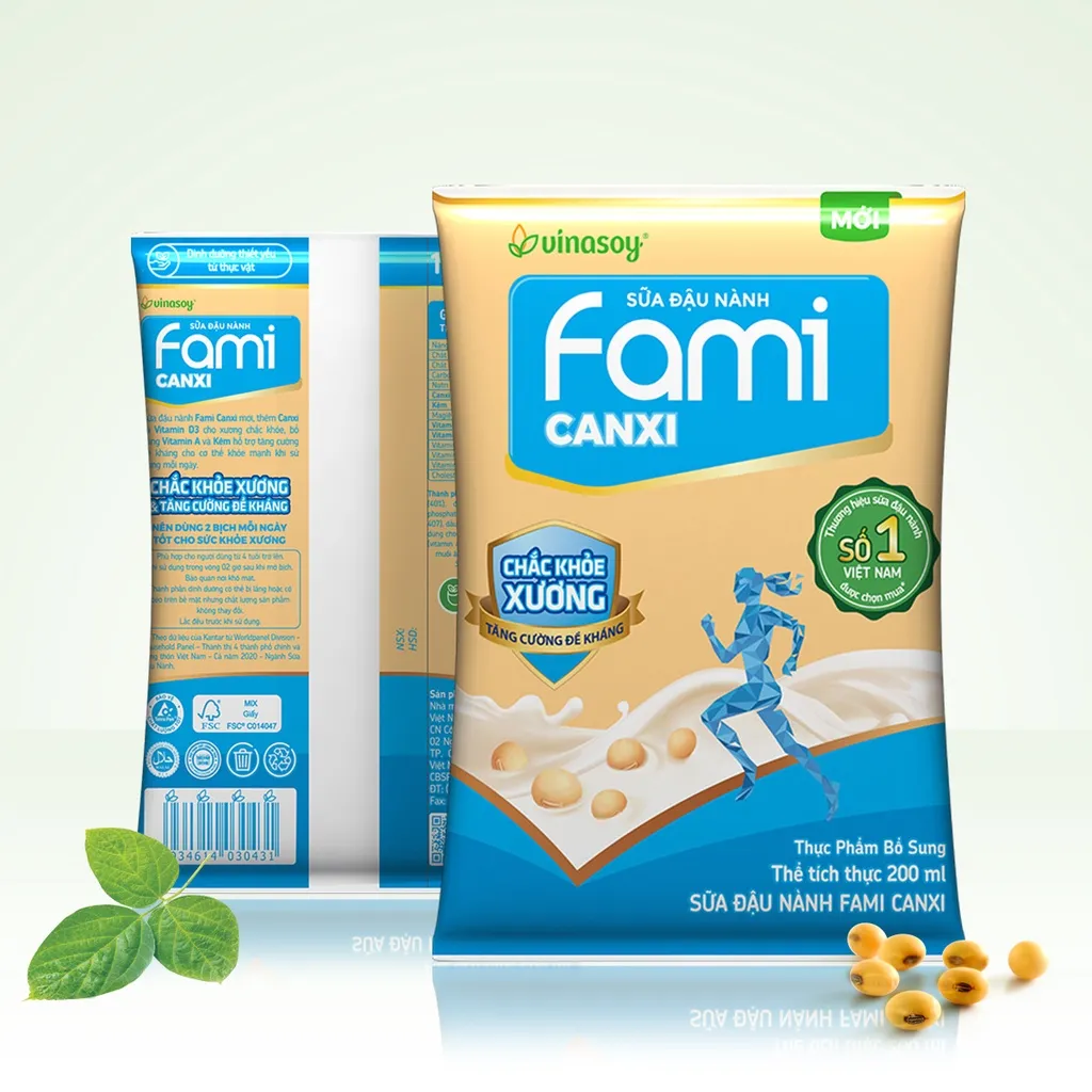 Ảnh Thùng sữa đậu nành Fami Canxi có đường (40 bịch x 200ml) 4