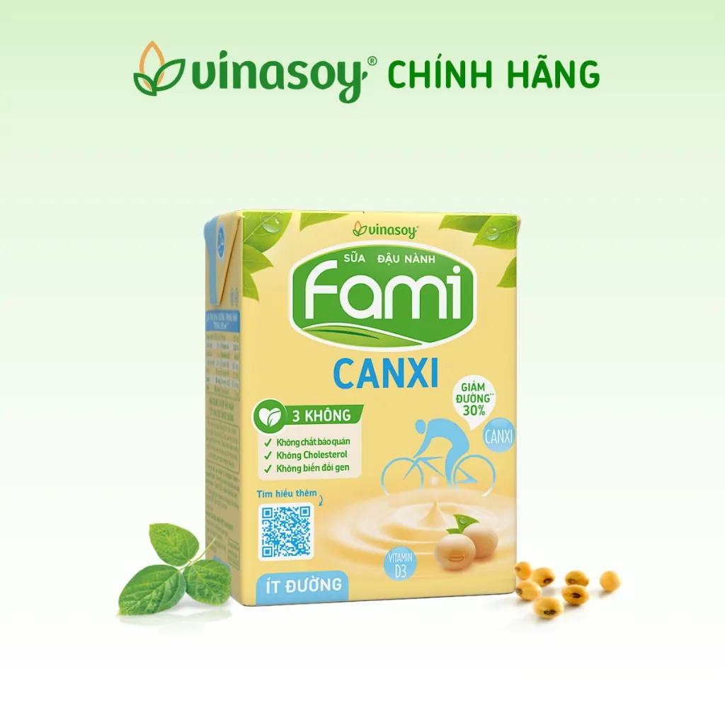 Ảnh Thùng sữa đậu nành Fami Canxi ít đường (36 hộp x 200ml) 2