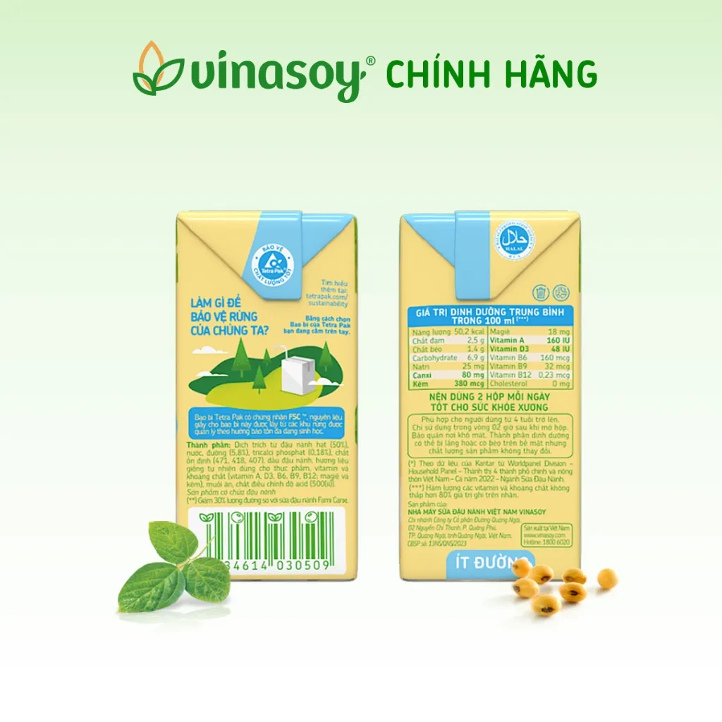 Ảnh Thùng sữa đậu nành Fami Canxi ít đường (36 hộp x 200ml) 3