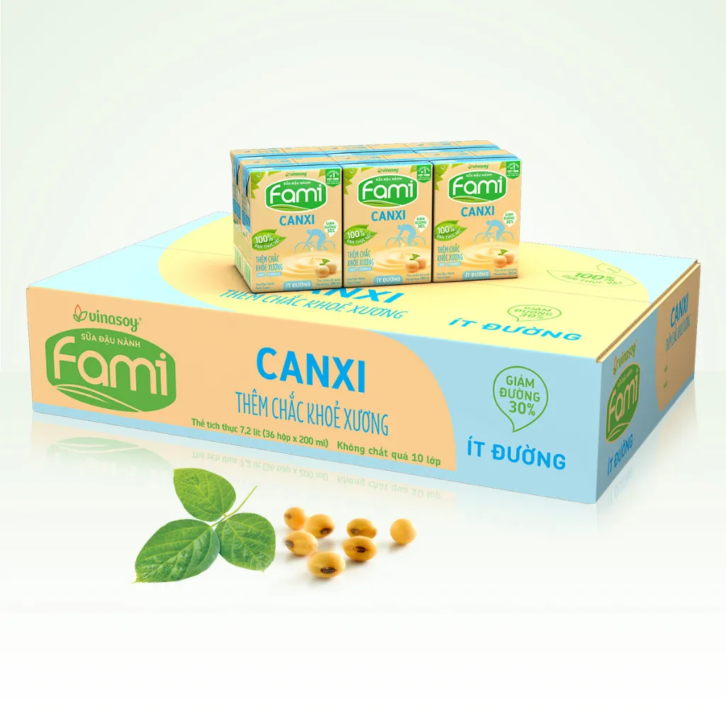 Ảnh Thùng sữa đậu nành Fami Canxi ít đường (36 hộp x 200ml) 4