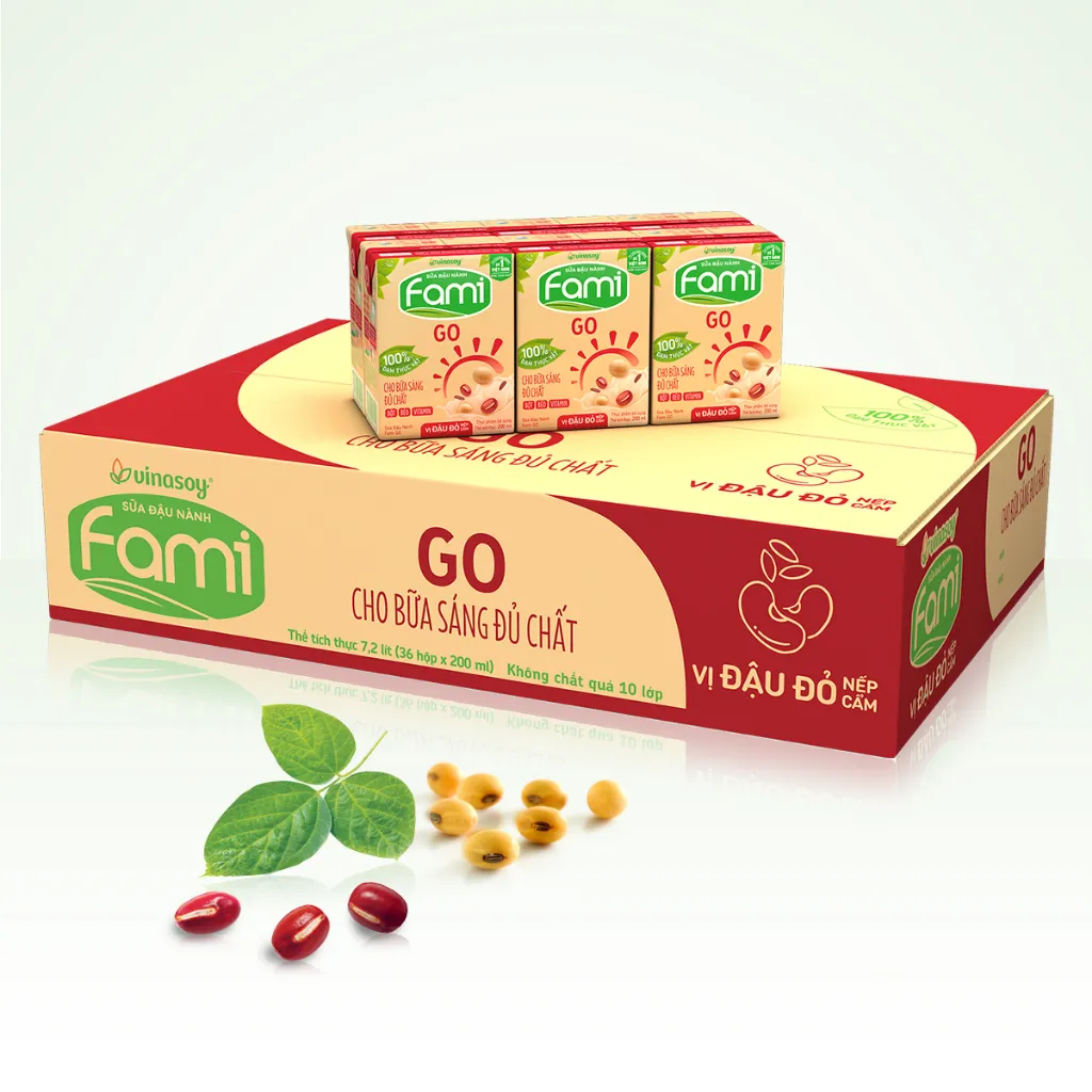 Ảnh Thùng sữa đậu nành Fami Go Đậu đỏ (36 hộp x 200ml) 1