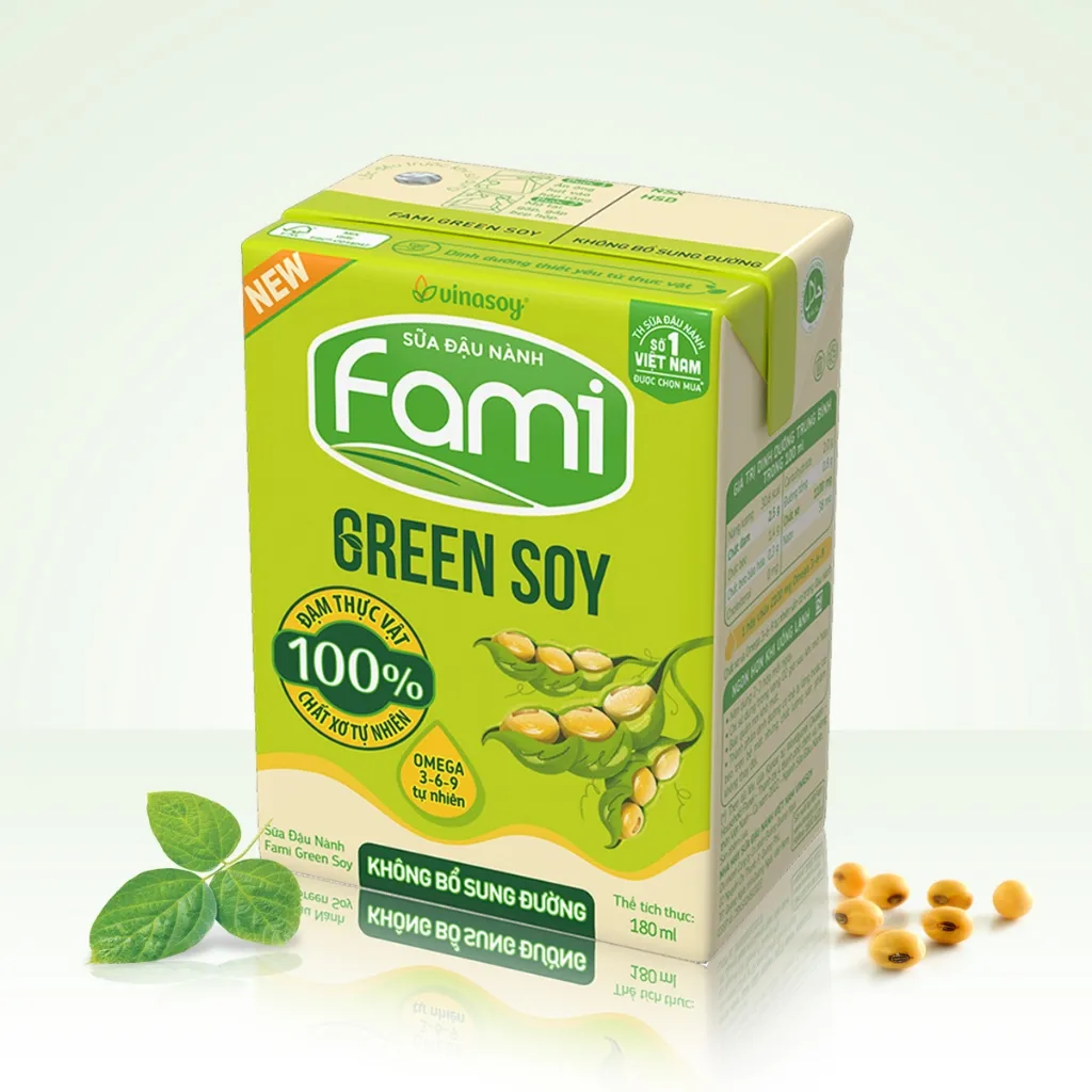 Ảnh Thùng sữa đậu nành Fami Green Soy không bổ sung đường (36 hộp x 180ml) 3