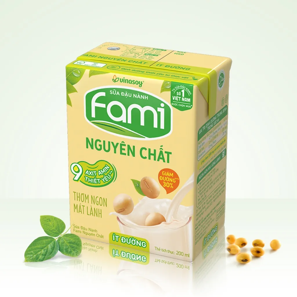 Ảnh Thùng sữa đậu nành Fami Nguyên chất ít đường (36 hộp x 200ml) 1