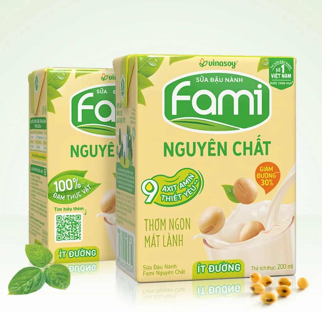 Ảnh Thùng sữa đậu nành Fami Nguyên chất ít đường (36 hộp x 200ml) 2