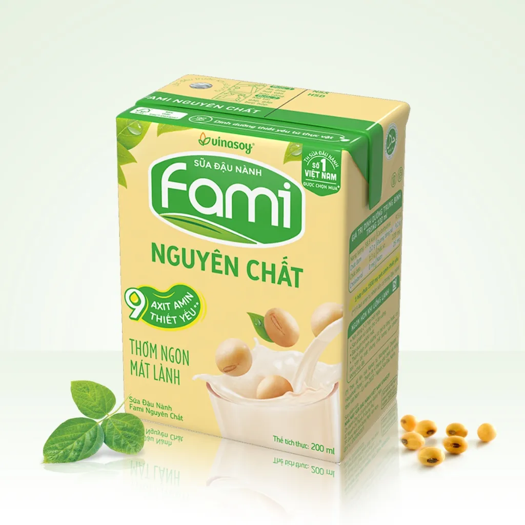 Ảnh Thùng sữa đậu nành Fami Nguyên chất có đường (36 hộp x 200ml) 1