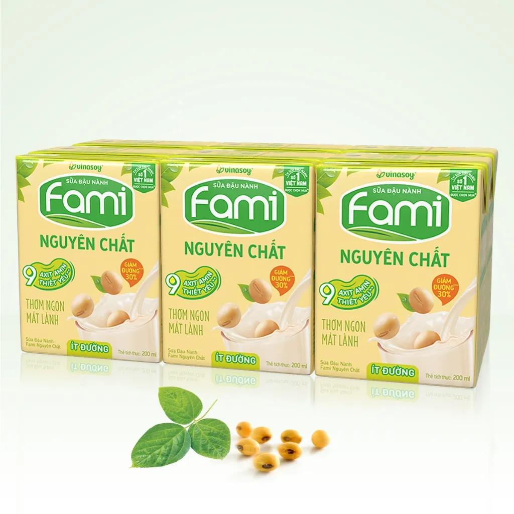 Ảnh Thùng sữa đậu nành Fami Nguyên chất ít đường (36 hộp x 200ml) 3