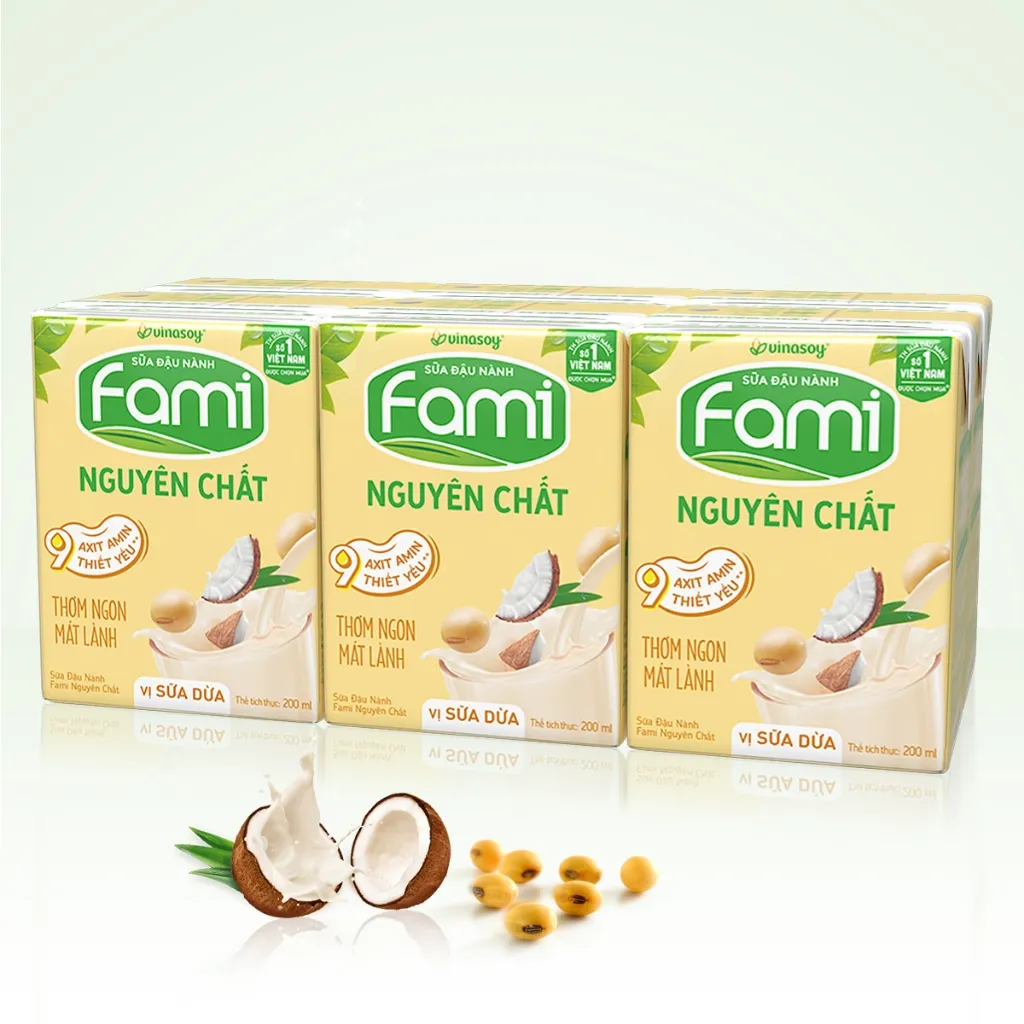 Ảnh Thùng sữa đậu nành Fami Nguyên Chất vị Sữa dừa (36 hộp x 200ml) 4
