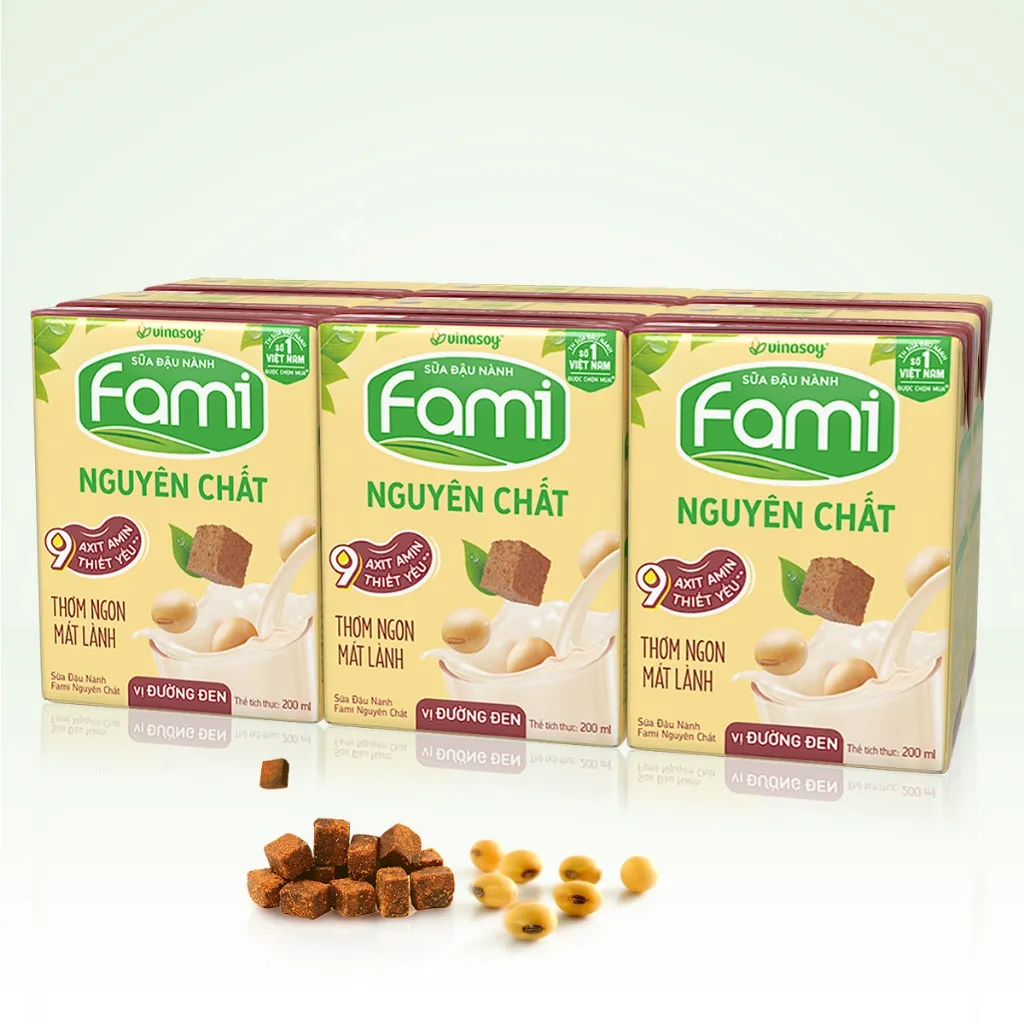 Ảnh Thùng sữa đậu nành Fami Nguyên Chất vị đường đen (36 hộp x 200ml) 4