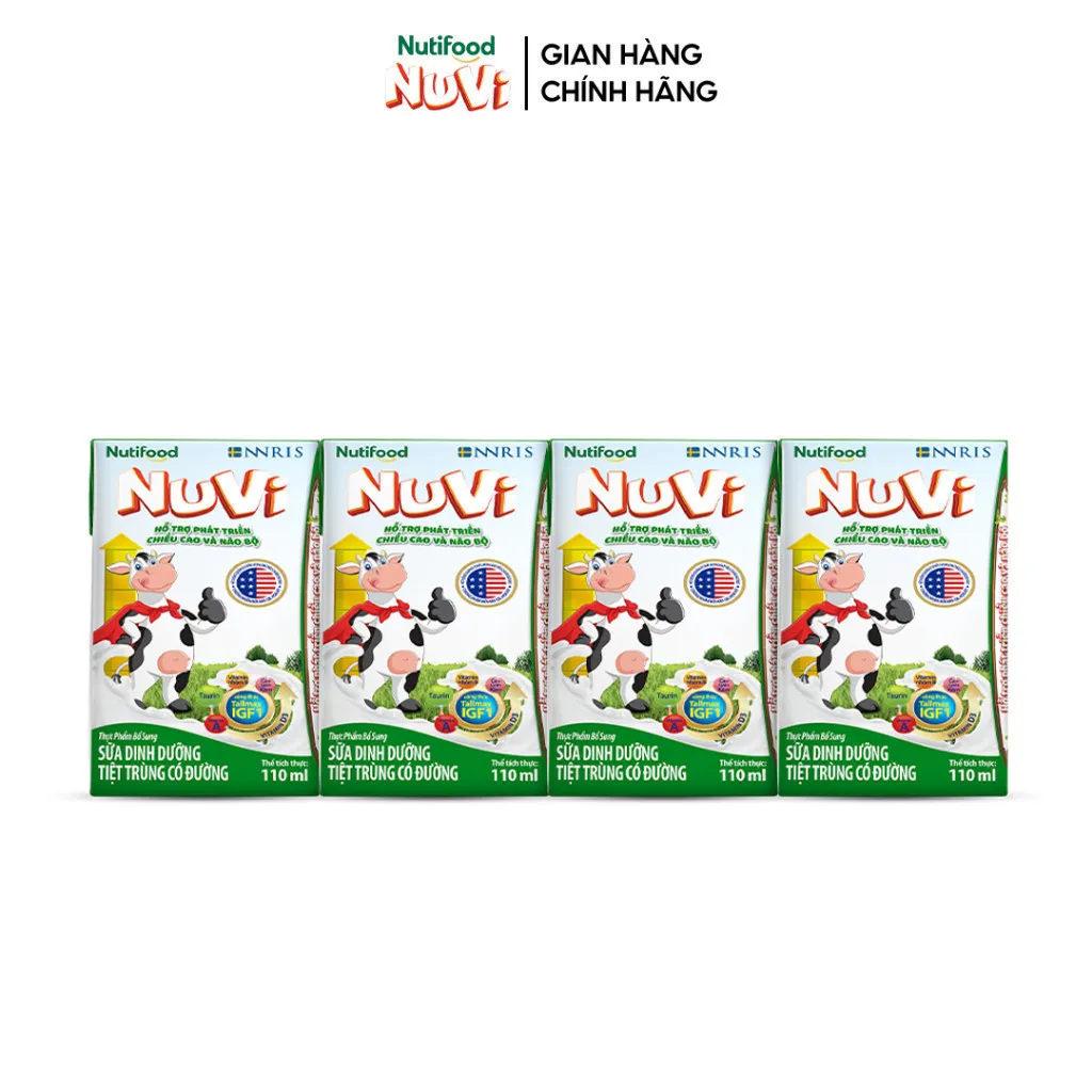 Ảnh Thùng Sữa Dinh Dưỡng Tiệt Trùng NuVi Có Đường 110ml (Hộp 110ml x 48) 2
