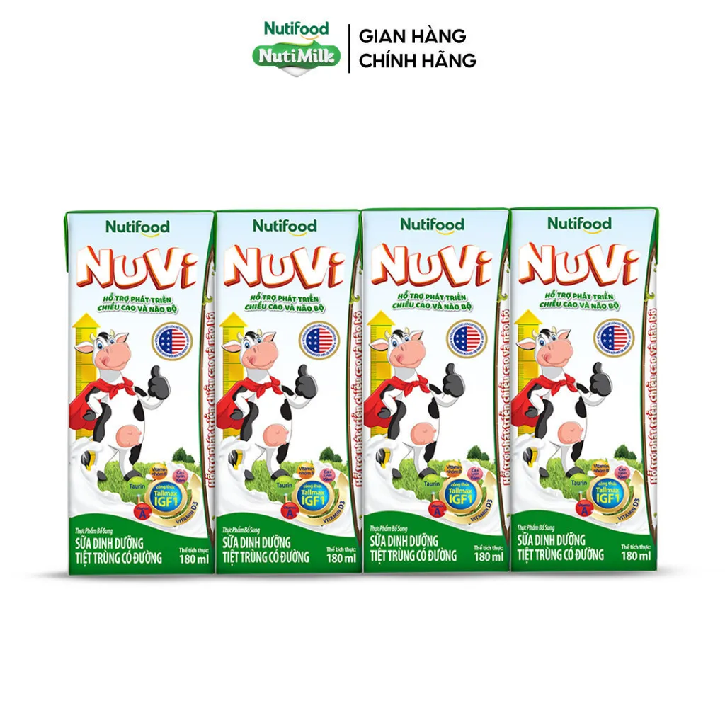 Ảnh Thùng Sữa Dinh Dưỡng Tiệt Trung NuVi Có Đường 180ml (Hộp 180ml x 48) 2