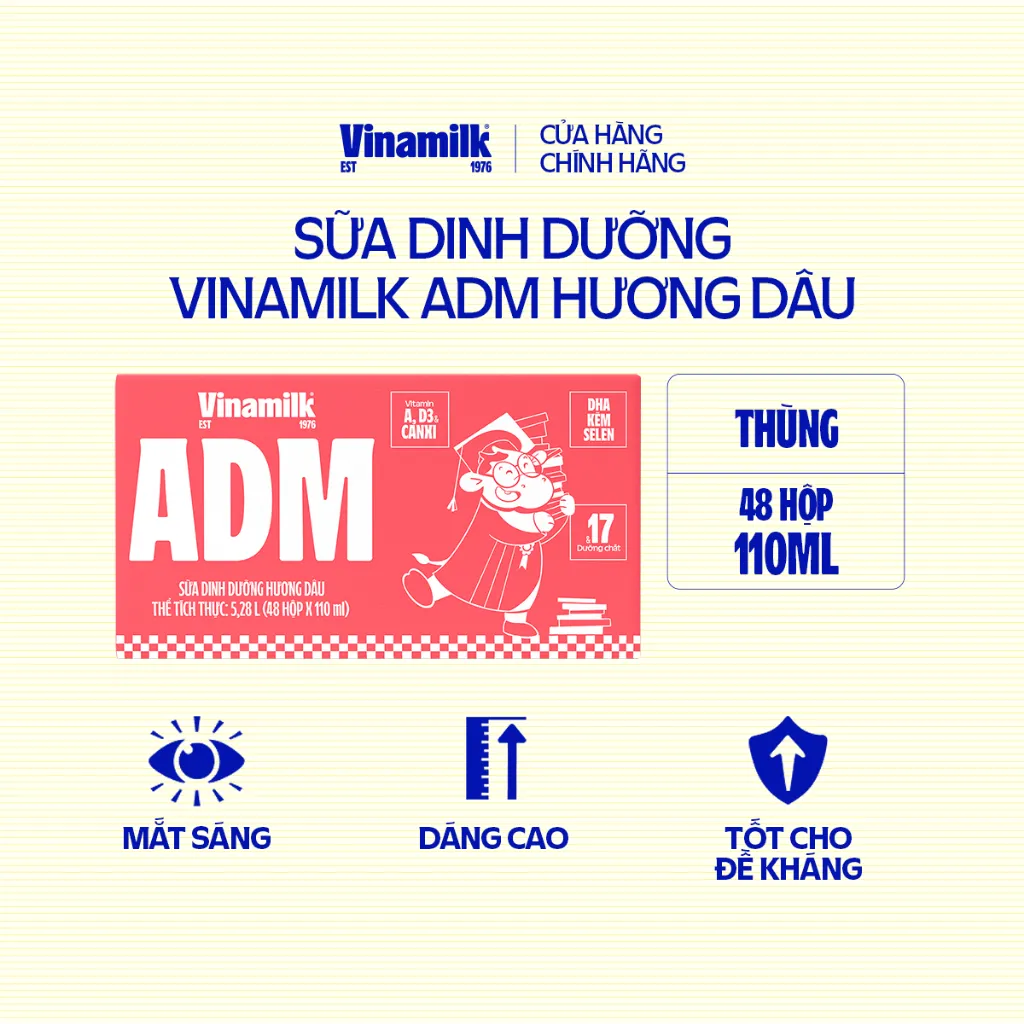Ảnh Thùng Sữa dinh dưỡng Vinamilk ADM Gold IQ Hương dâu Hộp 110ml - 48 hộp/Thùng 2