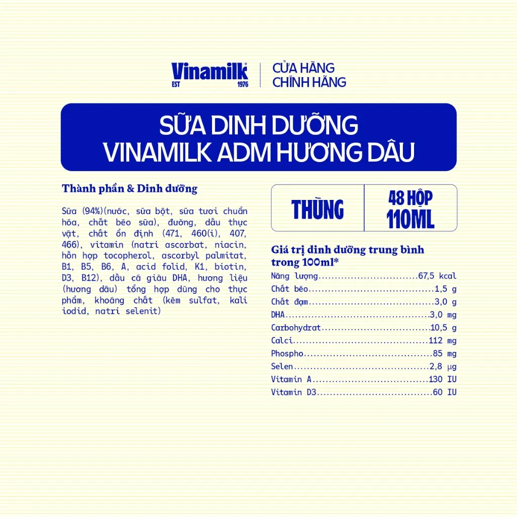Ảnh Thùng Sữa dinh dưỡng Vinamilk ADM Gold IQ Hương dâu Hộp 110ml - 48 hộp/Thùng 3