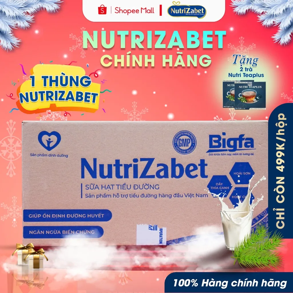 Ảnh Thùng Sữa Hạt Nutrizabet 12 Hộp (30 Gói/Hộp) , Giúp Ổn Định Đường Huyết, Ngăn Ngừa Biến Chứng 1