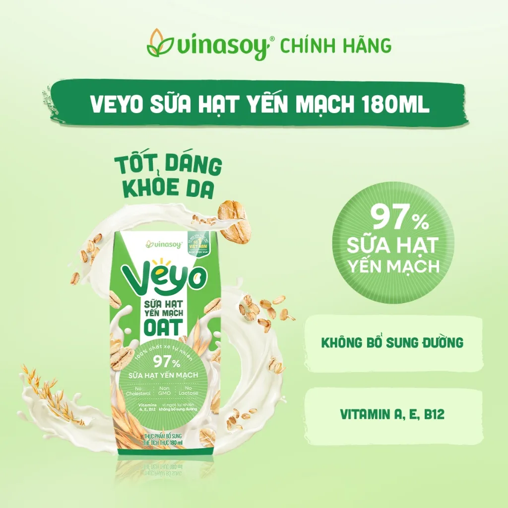 Ảnh Thùng Sữa hạt Yến mạch Veyo Oat (30 Hộp x 180ml) 2
