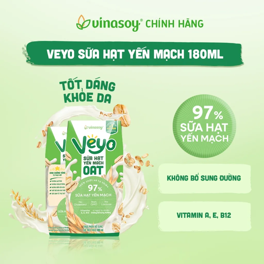 Ảnh Thùng Sữa hạt Yến mạch Veyo Oat (30 Hộp x 180ml) 3