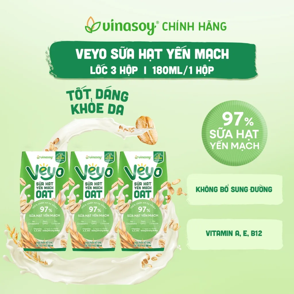 Ảnh Thùng Sữa hạt Yến mạch Veyo Oat (30 Hộp x 180ml) 4