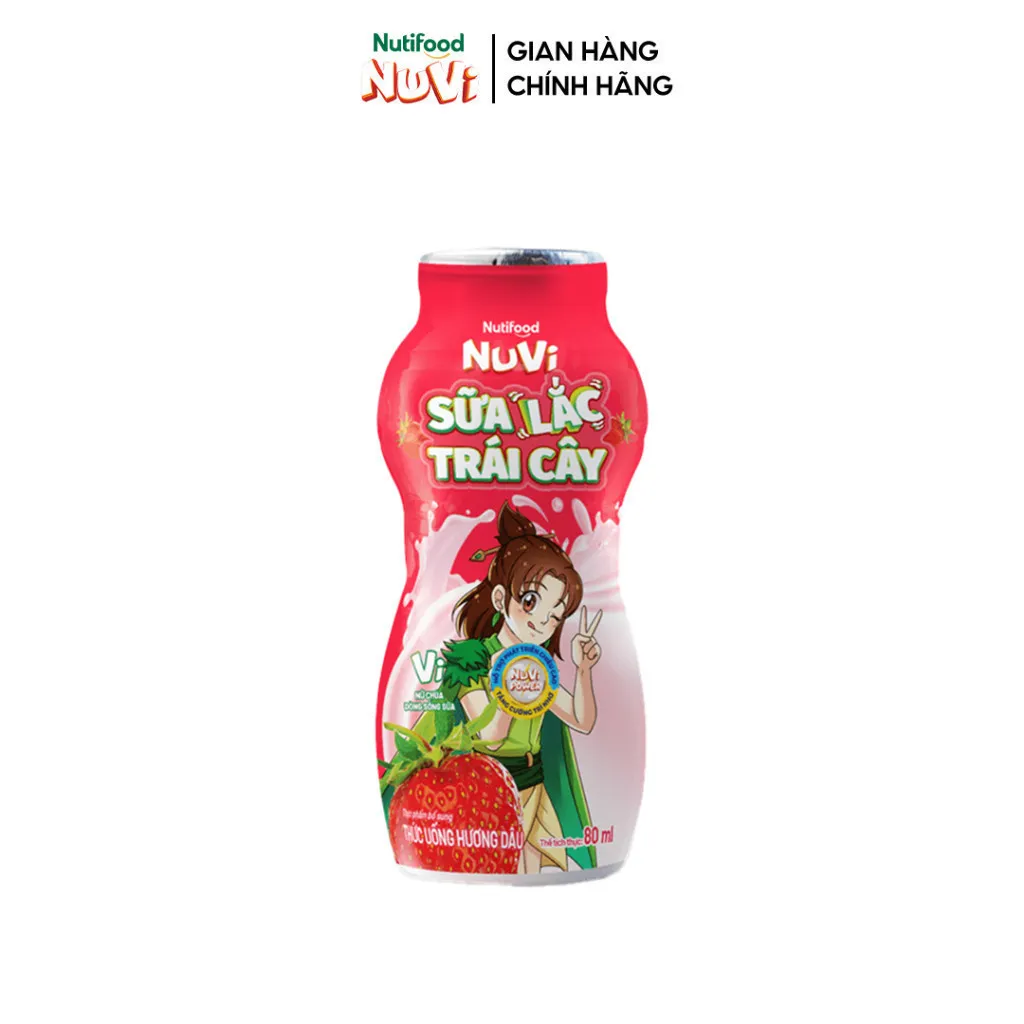 Ảnh Thùng Sữa Lắc Trái Cây NuVi Hương Dâu (Chai 80ml x 48) 3