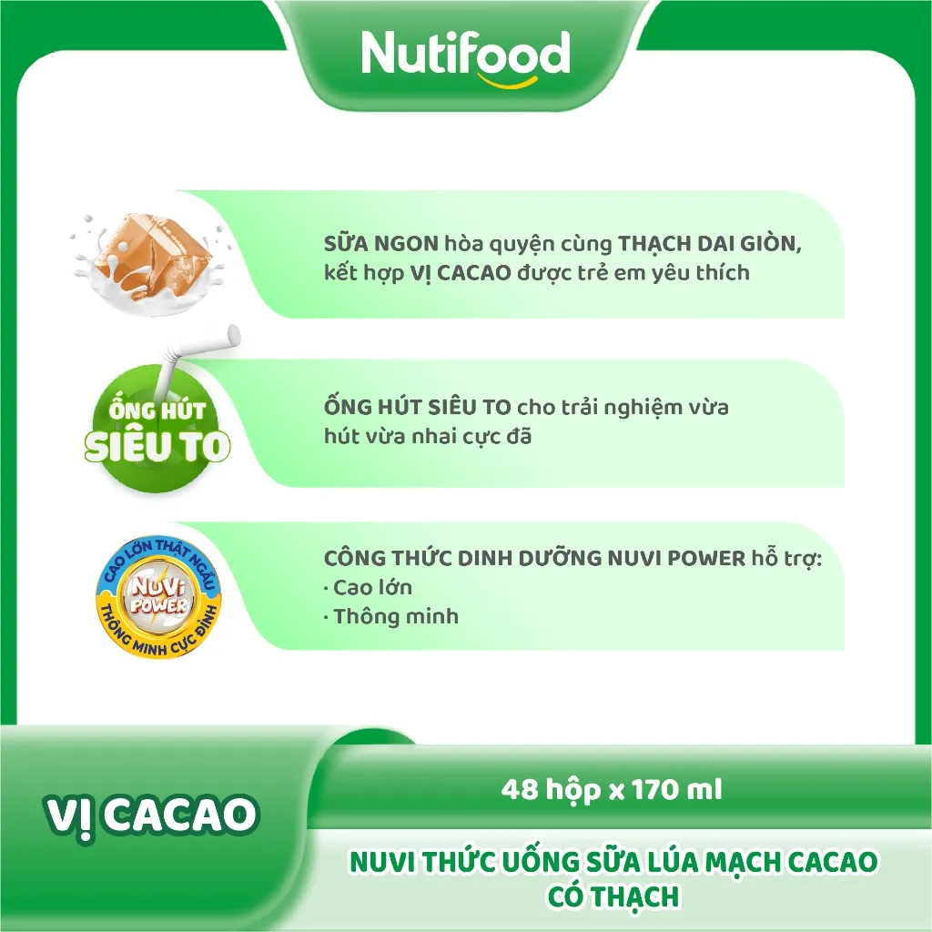 Ảnh Thùng Sữa Lúa Mạch Cacao Có Thạch NuVi 170ml (48 Hộp x 170ml) 3