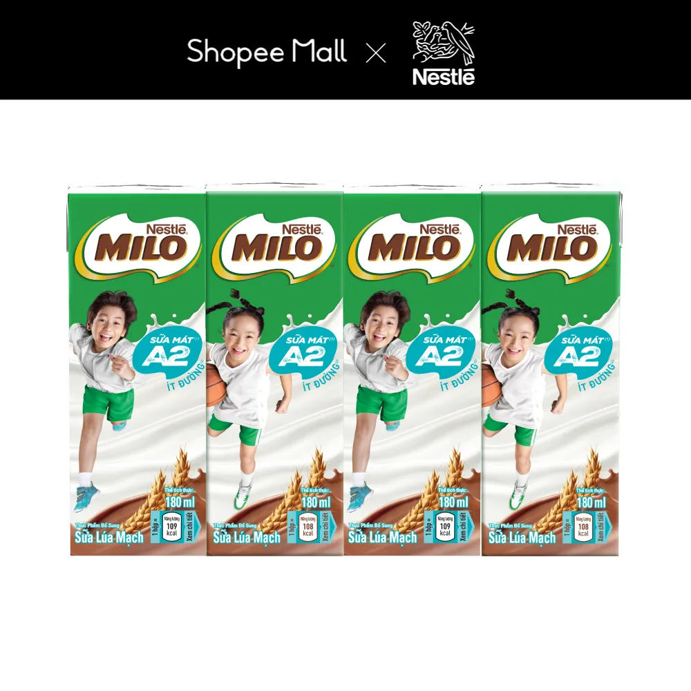 Ảnh Thùng Sữa Lúa Mạch Nestle MILO A2 MỚI 12(4x180ml) 2