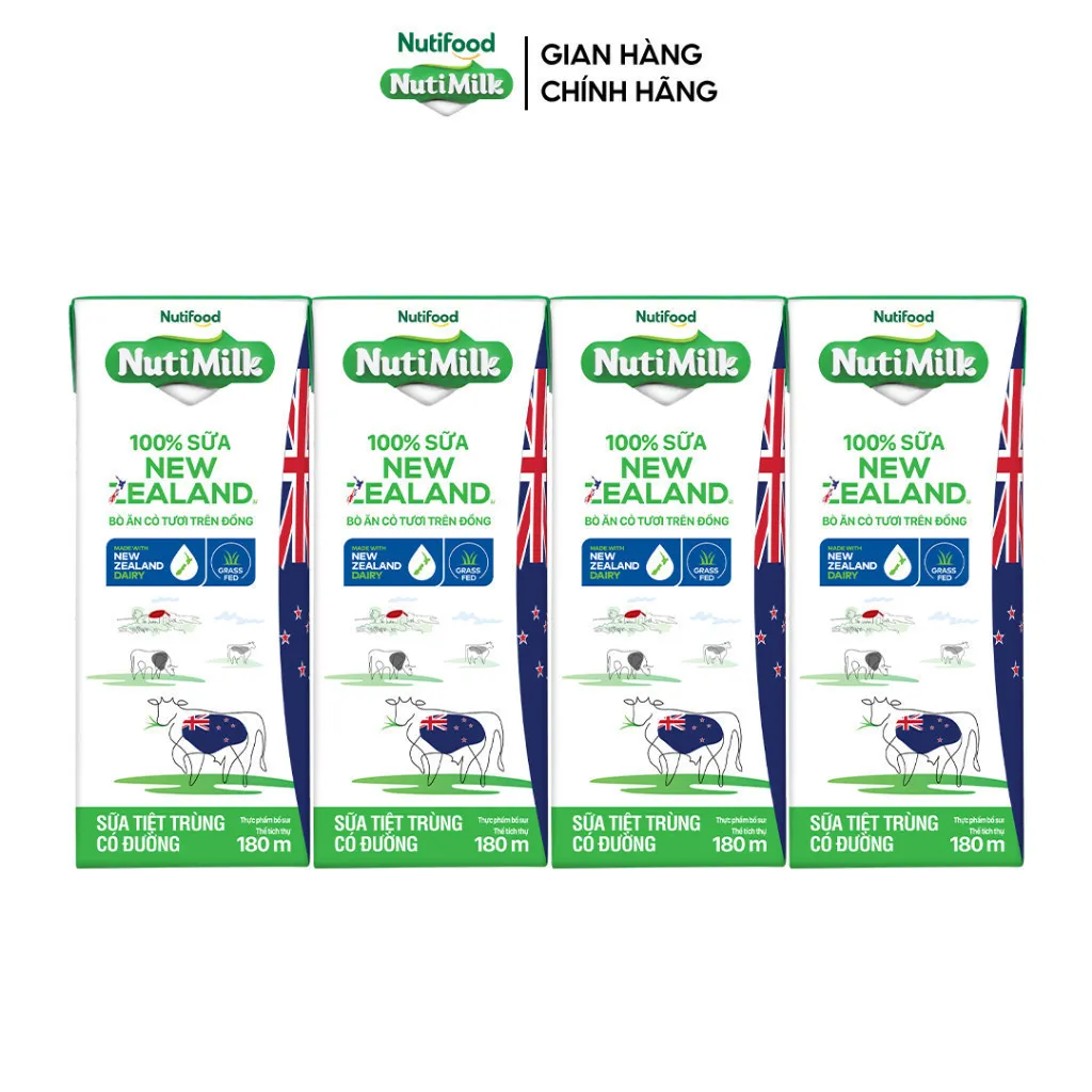Ảnh Thùng Sữa Tiệt Trùng New Zealand NutiMilk 180ml (Hộp 180ml x 48) 3