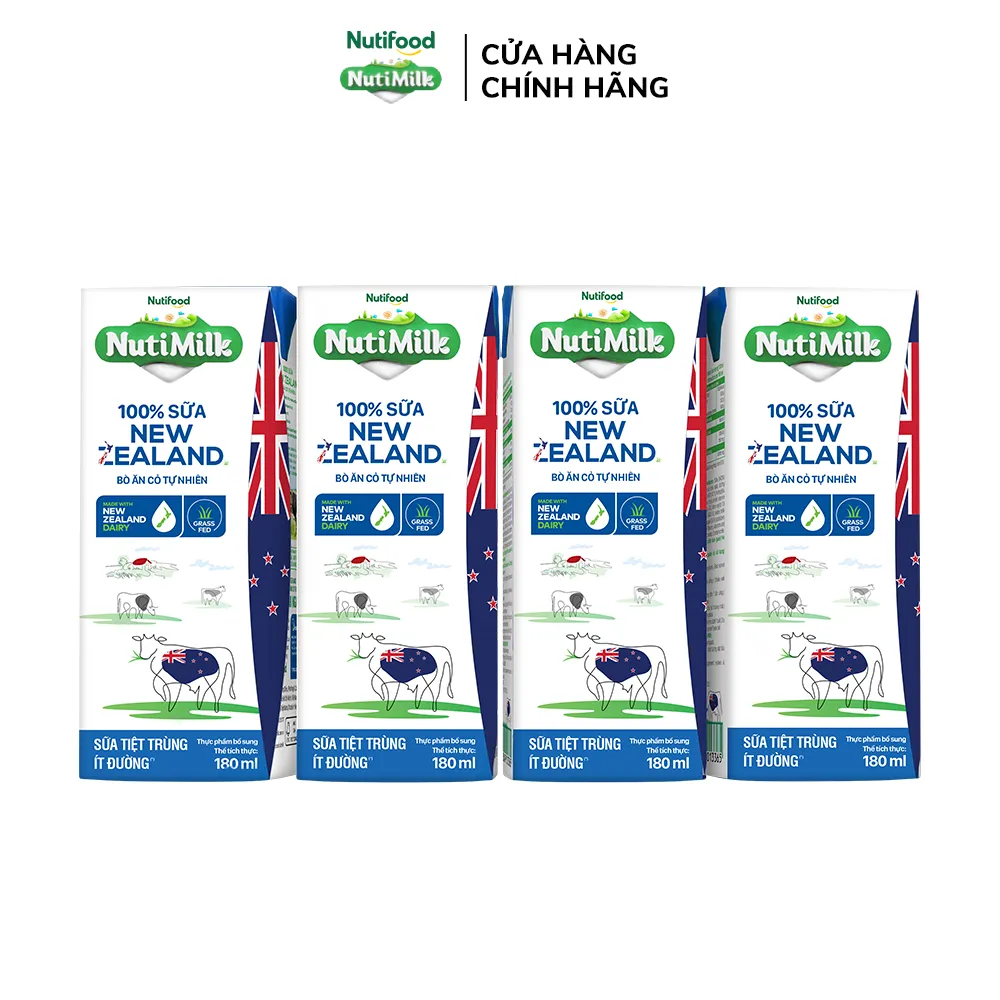 Ảnh Thùng Sữa Tiệt Trùng New Zealand NutiMilk Ít Đường 180ml 3