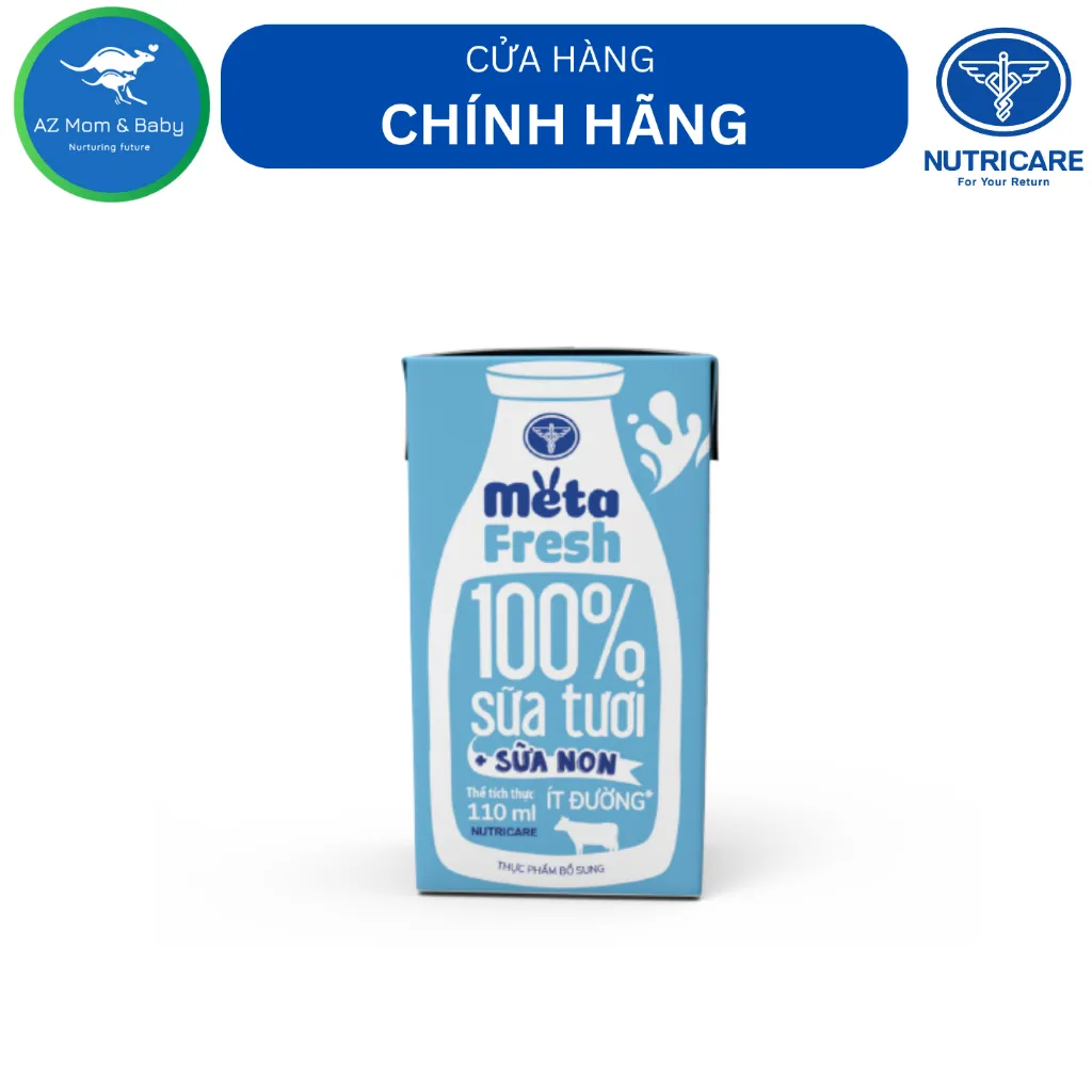 Ảnh Thùng sữa tươi chứa sữa non Nutricare Meta FRESH ít đường (110ml x 48 hộp) 1