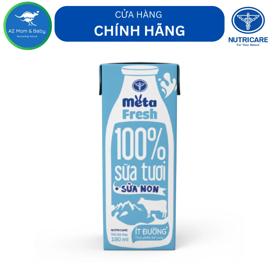 Ảnh Thùng sữa tươi chứa sữa non Nutricare Meta FRESH ít đường (180ml x 48 hộp) 1