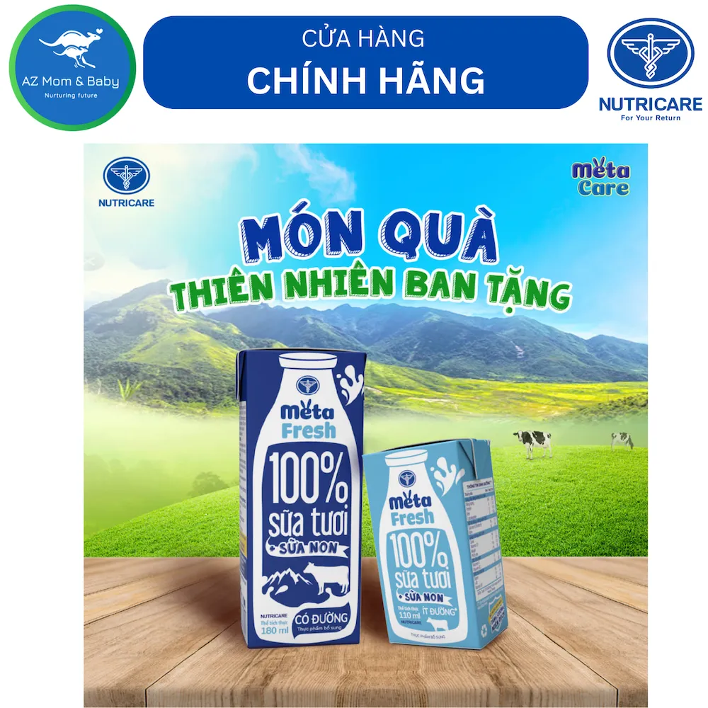 Ảnh Thùng sữa tươi chứa sữa non Nutricare Meta FRESH ít đường (110ml x 48 hộp) 4