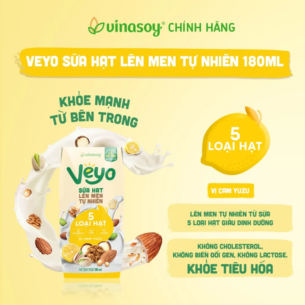 Ảnh Thùng Veyo Sữa hạt lên men tự nhiên Vị Cam Yuzu (30hộp x 180ml) 2