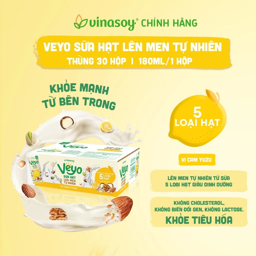 Ảnh Thùng Veyo Sữa hạt lên men tự nhiên Vị Cam Yuzu (30hộp x 180ml) 4