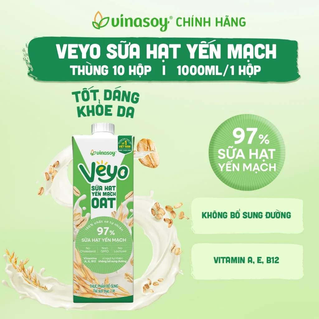 Ảnh Thùng Veyo sữa hạt yến mạch (10 hộp x 1 Lít) 2