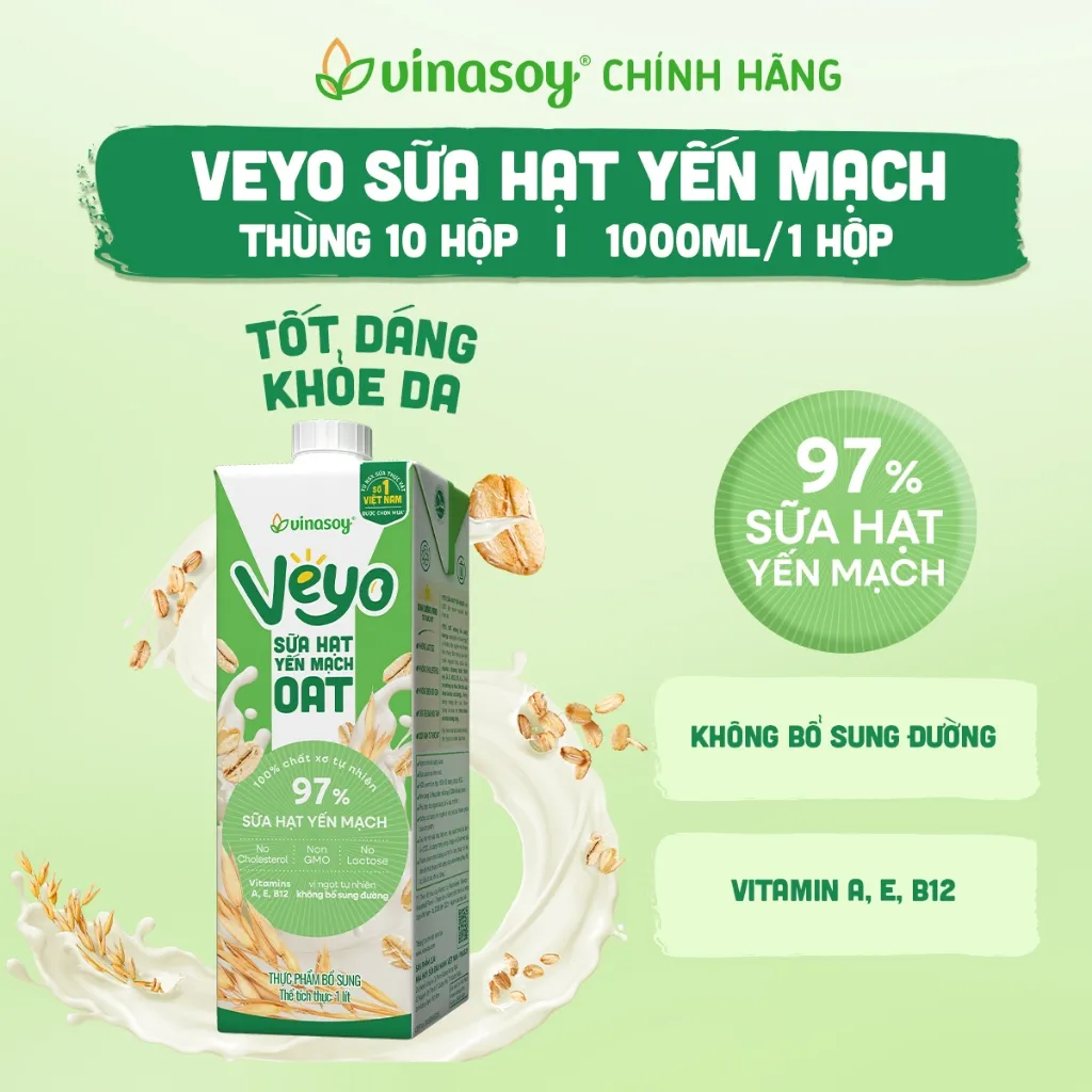 Ảnh Thùng Veyo sữa hạt yến mạch (10 hộp x 1 Lít) 3