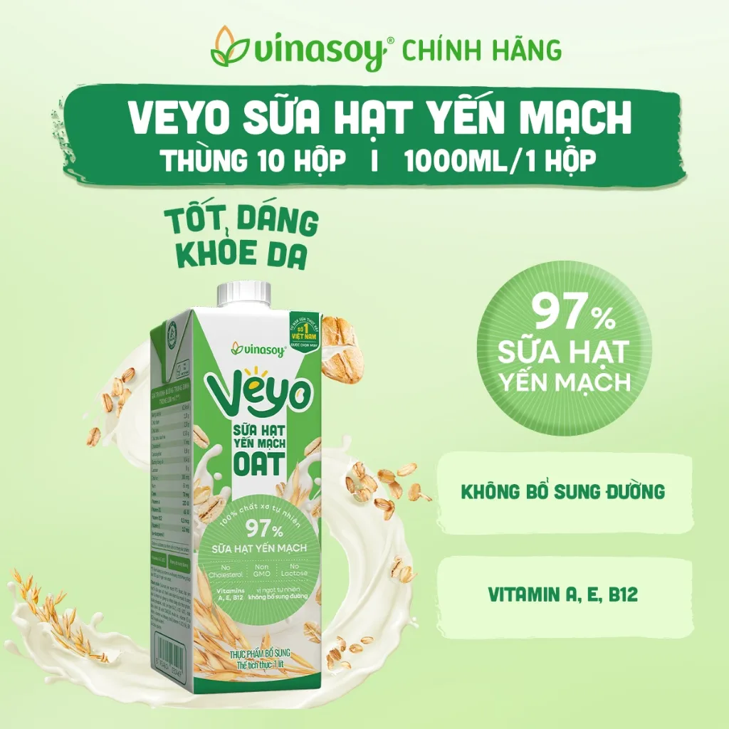 Ảnh Thùng Veyo sữa hạt yến mạch (10 hộp x 1 Lít) 4