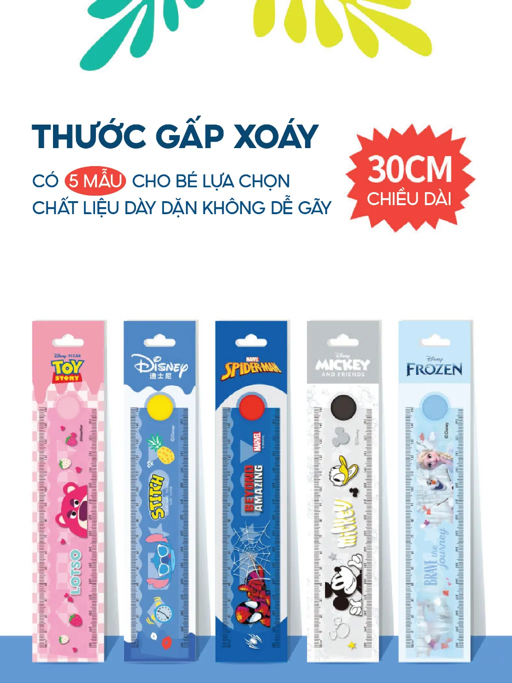 Ảnh Thước kẻ 30cm cute cho bé 1989KIDS học sinh tiểu học,chất liệu trong suốt an toàn cho trẻ em,thước kẻ cho bé 1