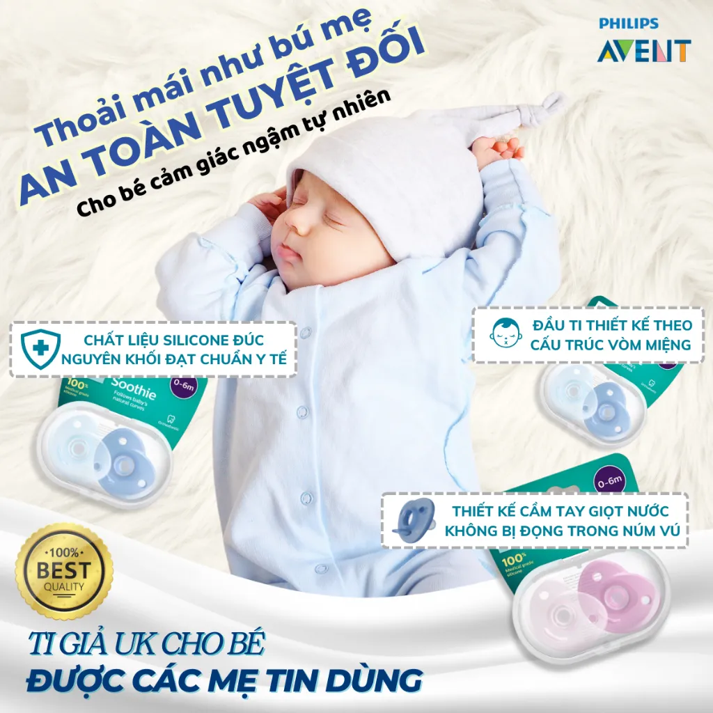 Ảnh Ti Giả Avent Soothie Silicon Nguyên Khối Hỗ Trợ Chỉnh Nha, Chống Hô Vẩu 2