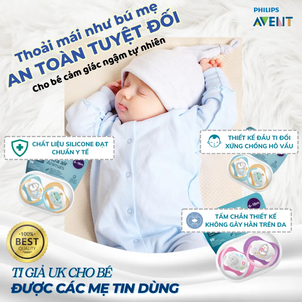 Ảnh Ti Giả Avent Ultra Air 6-18 Tháng, Núm Ty Ngậm Cho Bé An Toàn Mềm Mại Chính Hãng 2