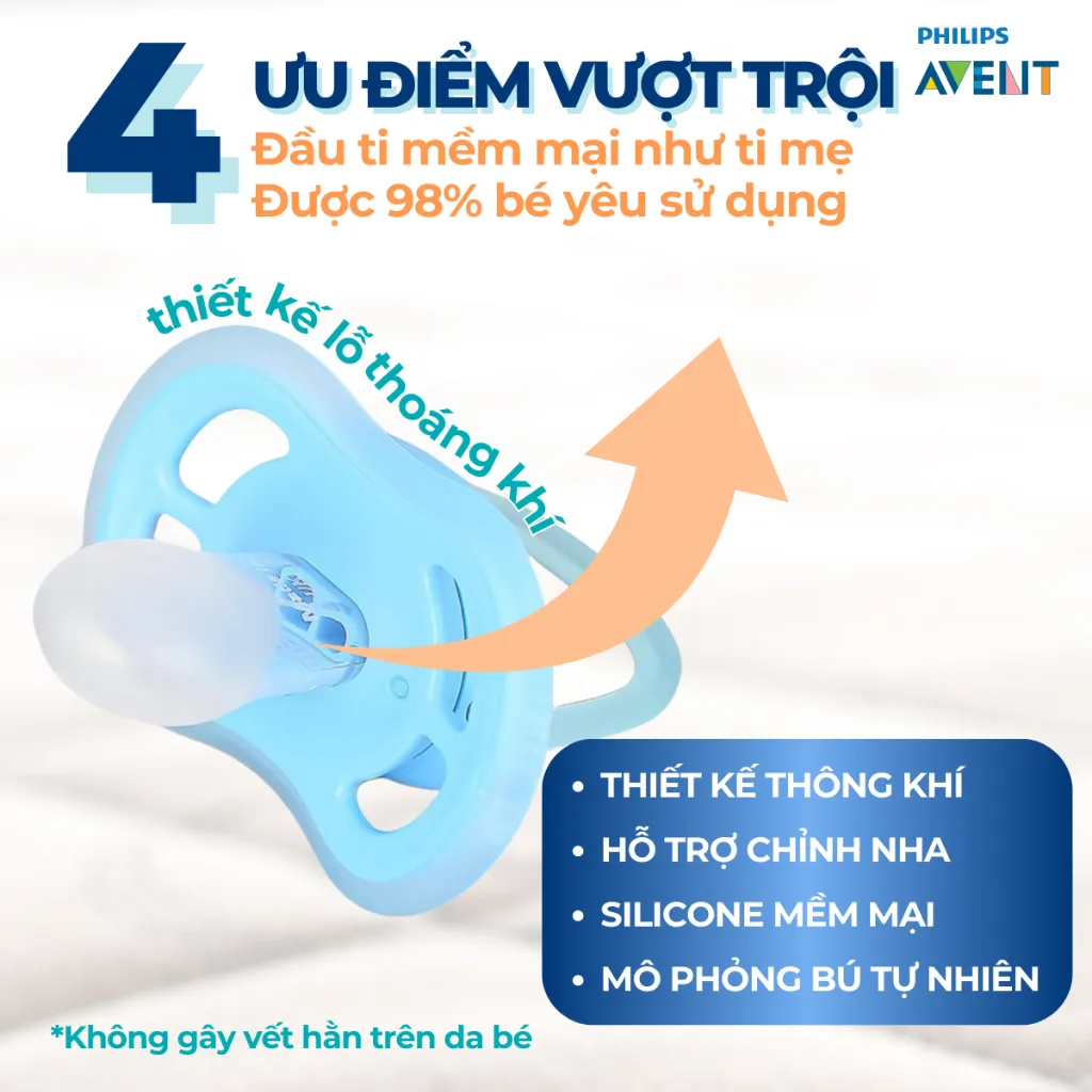 Ảnh Ti Giả Avent Ultra Soft/Air Vỉ Đơn 0-18 Tháng Tuổi, Núm Ty Ngậm Siêu Mềm Cho Trẻ Chính Hãng 4