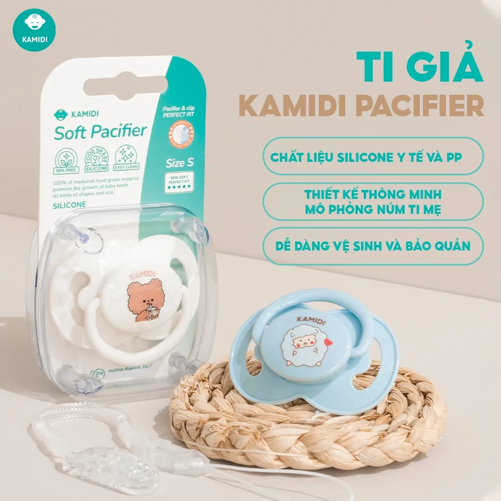 Ảnh Ti Giả Kamidi Pacifier Núm Ti Ngậm Cao Cấp Cho Bé An Toàn Mềm Mại Giúp Bé Dễ Dàng Cai Bình Sữa 1