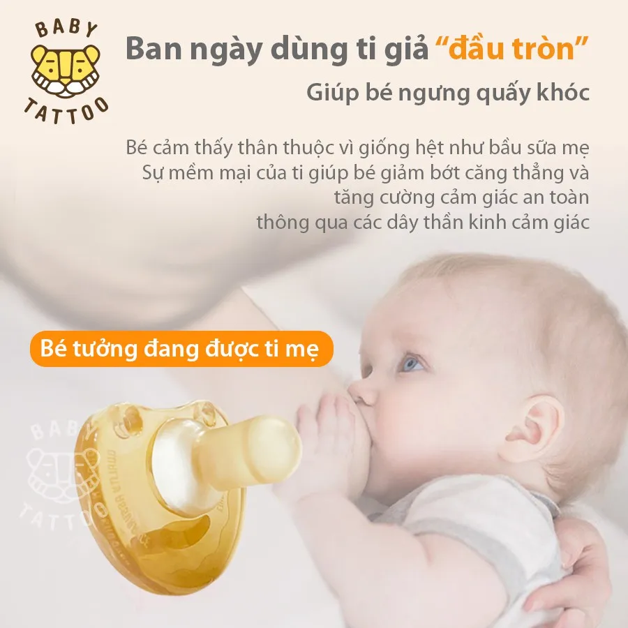 Ảnh Ti Ngậm SIlicone Nano Bạc Kháng Khuẩn, Hạn Chế Mút Tay, Rèn Luyện Kỹ Năng Hút Cho Bé BABY TATTOO 2