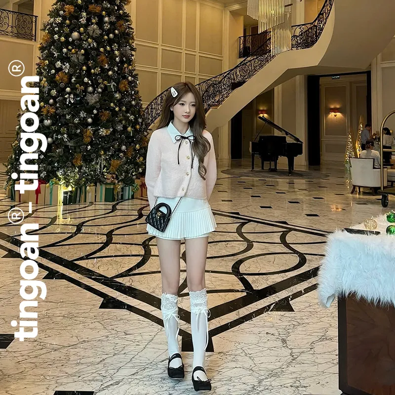 Ảnh TINGOAN® - Áo len lông bông hồng nhạt dáng lửng phối cúc kim loại LISA LOVE TOP/PK 1