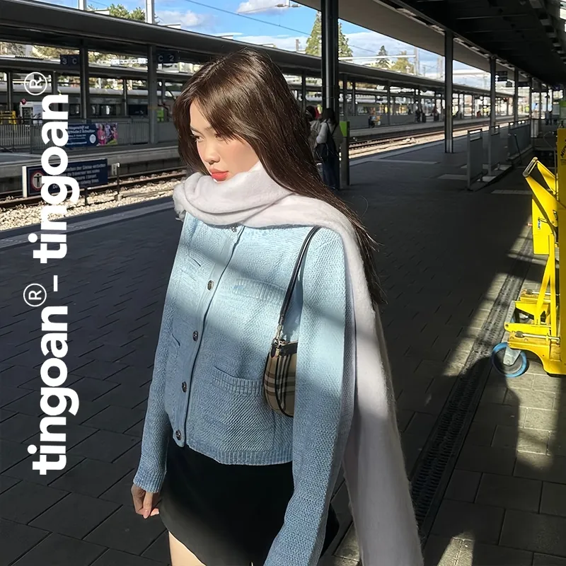 Ảnh TINGOAN® - Áo len xù cardigan 4 túi xanh JENNIFER CARDIGAN VER 2/LB phiên bản mới nhất tháng 2.2025 2