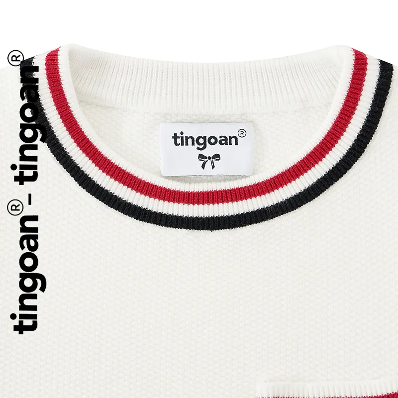 Ảnh TINGOAN® - Áo len xù cổ tròn túi zúm ngực dáng lửng 2 line viền áo trắng MIMI TOP/WH PHIÊN BẢN MỚI NHẤT T6/2024 1