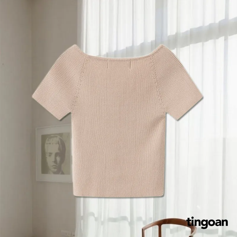 Ảnh TINGOAN® - Áo len xù crop ngắn tay chéo dây nude MISSIN' U TOP/ND phiên bản mới nhất tháng 10 năm 2023 1