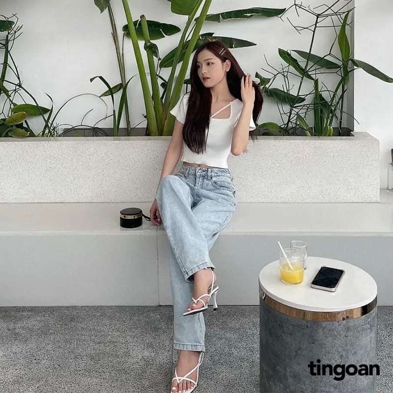 Ảnh TINGOAN® - Áo len xù crop ngắn tay chéo dây nude MISSIN' U TOP/ND phiên bản mới nhất tháng 10 năm 2023 4