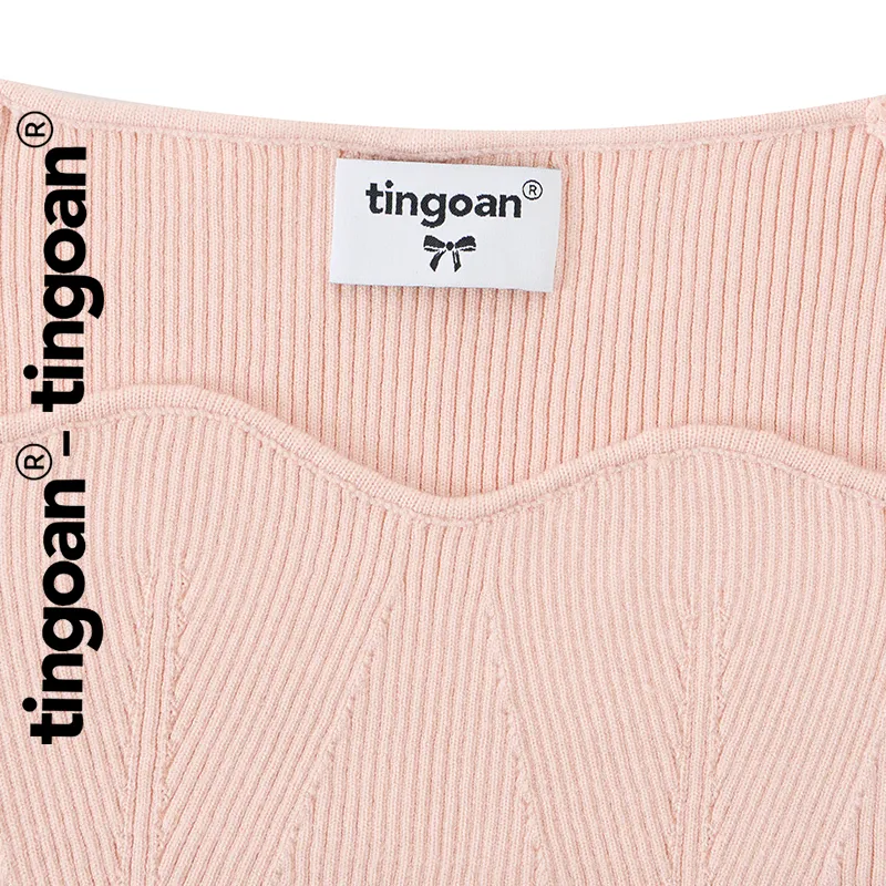 Ảnh TINGOAN® - Áo len xù mỏng ngắn tay cổ lượn viền hồng nhạt DATE MAKER TOP/NP PHIÊN BẢN MỚI NHẤT T6/2024 1