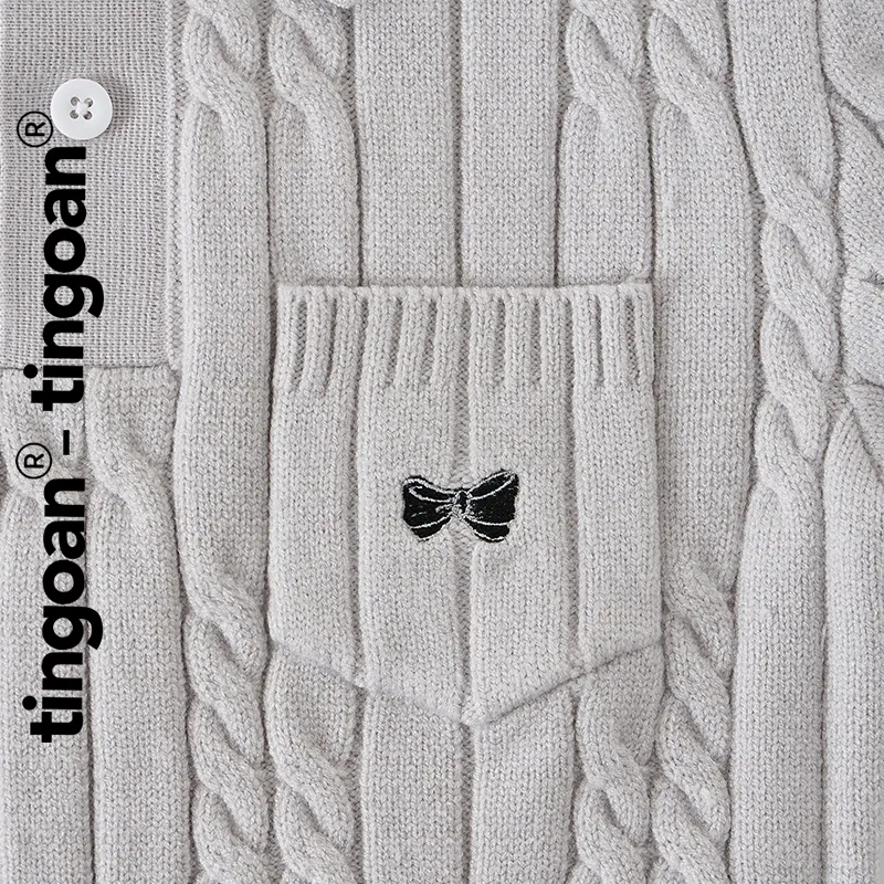 Ảnh TINGOAN® - Áo len xù POLO cổ bẻ xám phối túi ngực POLO BABY TOP/GR (không bao gồm khăn choàng cổ) 1