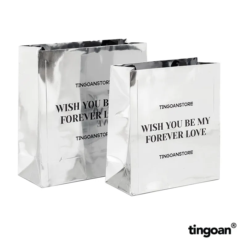 Ảnh TINGOAN® - PHỤ KIỆN TÚI GIẤY BÌA MỀM BẠC TINGOAN QUAI ĐÍNH KEO 2